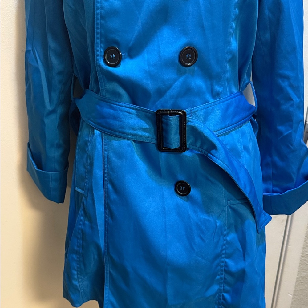 Cotton Candy Vibrant Blue Trench Coat - Picture 8 of 10